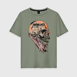 Футболка оверсайз женская Metallica art 04, цвет: авокадо