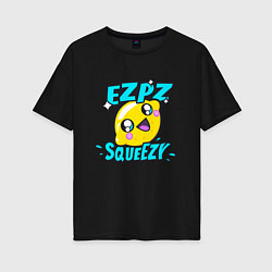 Футболка оверсайз женская Easy Peasy Lemon Squeezy, цвет: черный