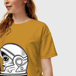 Футболка оверсайз женская Космонавт пришелец, цвет: горчичный — фото 2