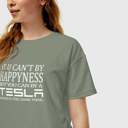 Футболка оверсайз женская Тесла счастье, цвет: авокадо — фото 2