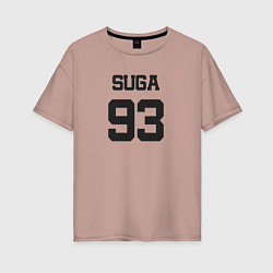 Футболка оверсайз женская BTS - Suga 93, цвет: пыльно-розовый