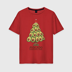 Футболка оверсайз женская Avocado Christmas Tree, цвет: красный