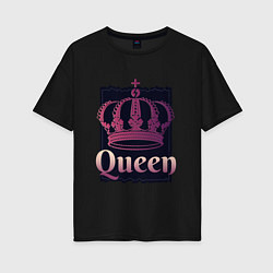Футболка оверсайз женская Queen Королева и корона, цвет: черный