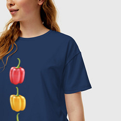 Футболка оверсайз женская Перцы, цвет: тёмно-синий — фото 2