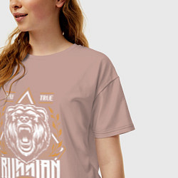 Футболка оверсайз женская RUSSIAN BEAR, цвет: пыльно-розовый — фото 2