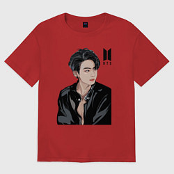 Футболка оверсайз женская BTS, цвет: красный