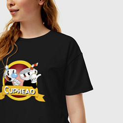 Футболка оверсайз женская CUPHEAD КАПХЕД, цвет: черный — фото 2