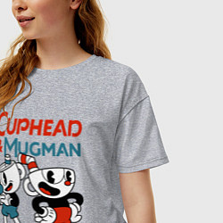 Футболка оверсайз женская Cuphead & Mugman, цвет: меланж — фото 2