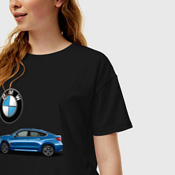 Футболка оверсайз женская BMW X6, цвет: черный — фото 2