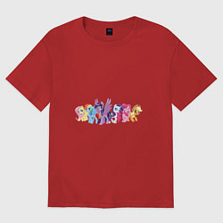 Футболка оверсайз женская Все пони, цвет: красный