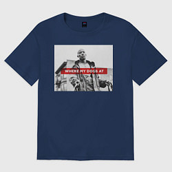 Футболка оверсайз женская DMX - Where my dogs at, цвет: тёмно-синий