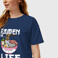 Футболка оверсайз женская Ramen life, цвет: тёмно-синий — фото 2