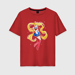 Футболка оверсайз женская Sailor Moon Kawaii, цвет: красный