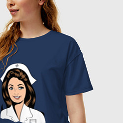Футболка оверсайз женская Медсестра Nurse Z, цвет: тёмно-синий — фото 2
