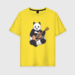 Женская футболка оверсайз Панда гитарист Panda Guitar