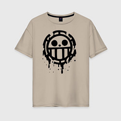 Женская футболка оверсайз One Piece знак черной краской