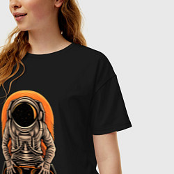 Футболка оверсайз женская Космонавт диджей - cosmo DJ, цвет: черный — фото 2