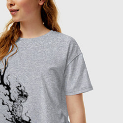 Футболка оверсайз женская Черный Аста Черный Клевер, цвет: меланж — фото 2