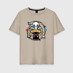 Футболка оверсайз женская THE BINDING OF ISAAC WHO AM I, цвет: миндальный