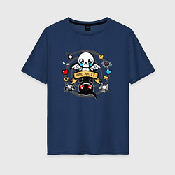 Футболка оверсайз женская THE BINDING OF ISAAC WHO AM I, цвет: тёмно-синий