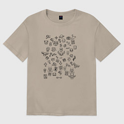 Футболка оверсайз женская THE BINDING OF ISAAC СТИКИ, цвет: миндальный