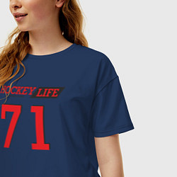 Футболка оверсайз женская Hockey life Number series, цвет: тёмно-синий — фото 2