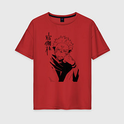 Футболка оверсайз женская Jujutsu Kaisen - Sukuna, цвет: красный