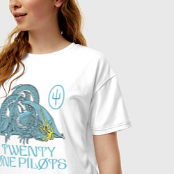 Футболка оверсайз женская Twenty one pilots SaI Дракон, цвет: белый — фото 2