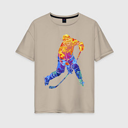 Футболка оверсайз женская Хоккеист, цвет: миндальный