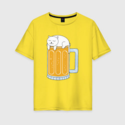 Женская футболка оверсайз Beer Cat