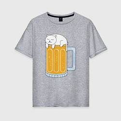 Женская футболка оверсайз Beer Cat