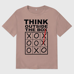 Футболка оверсайз женская THINK OUTSIDE THE BOX, цвет: пыльно-розовый