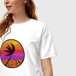 Футболка оверсайз женская Пальма и море, цвет: белый — фото 2