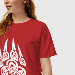 Футболка оверсайз женская Символ Велеса Медвежья лапа, цвет: красный — фото 2