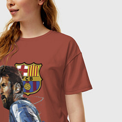 Футболка оверсайз женская Lionel Messi Barcelona Argentina Striker, цвет: кирпичный — фото 2