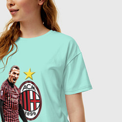 Футболка оверсайз женская Zlatan Ibrahimovic Milan Italy цвета мятный — фото 2