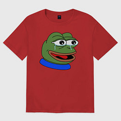 Футболка оверсайз женская Лягушонок Пепе, цвет: красный
