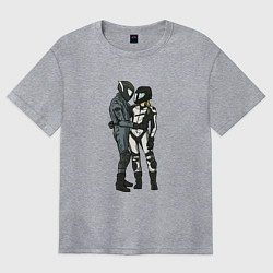 Футболка оверсайз женская Влюблённые мотоциклисты, цвет: меланж