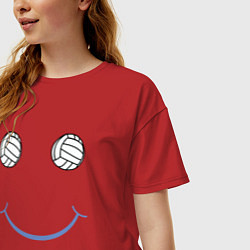 Футболка оверсайз женская Volleyball Smile, цвет: красный — фото 2