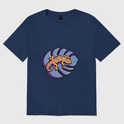 Футболка оверсайз женская Cute reptille, цвет: тёмно-синий