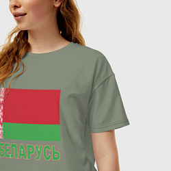Футболка оверсайз женская Беларусь, цвет: авокадо — фото 2