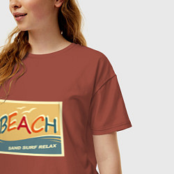 Футболка оверсайз женская Пляж, цвет: кирпичный — фото 2