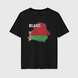 Футболка оверсайз женская Belarus Map, цвет: черный