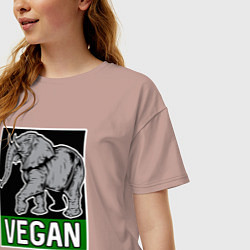 Футболка оверсайз женская Vegan elephant, цвет: пыльно-розовый — фото 2