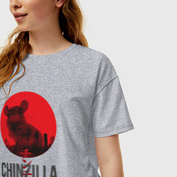 Футболка оверсайз женская Chinzilla black, цвет: меланж — фото 2