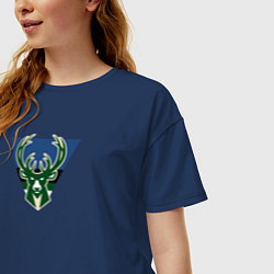 Футболка оверсайз женская Milwaukee Bucks лого, цвет: тёмно-синий — фото 2