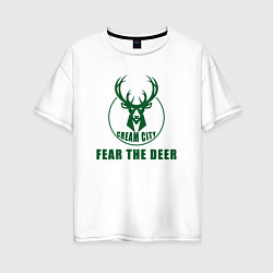 Футболка оверсайз женская Fear The Deer, цвет: белый