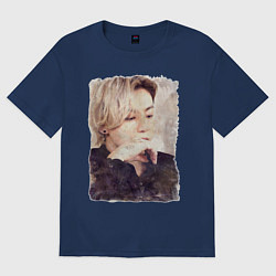 Футболка оверсайз женская Задумчивый Чонгук, цвет: тёмно-синий