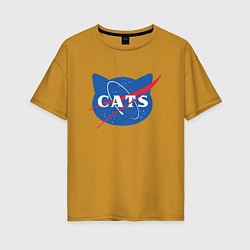 Футболка оверсайз женская Cats NASA, цвет: горчичный