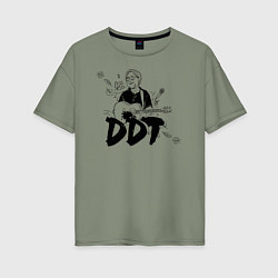 Футболка оверсайз женская DDT Юрий Шевчук, цвет: авокадо